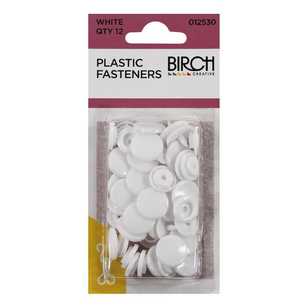 Birch Plastic Fasteners 12 Pack White