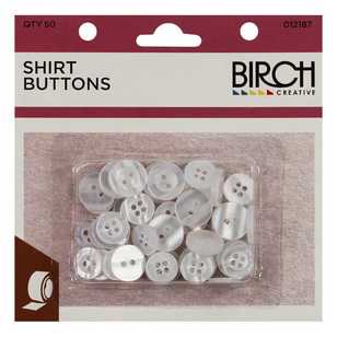 Birch 50 On Shirt Buttons White