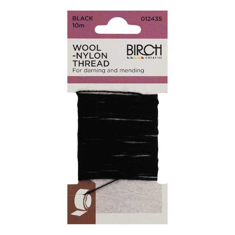 Birch Wool & Nylon Mending Thread Black 10 m