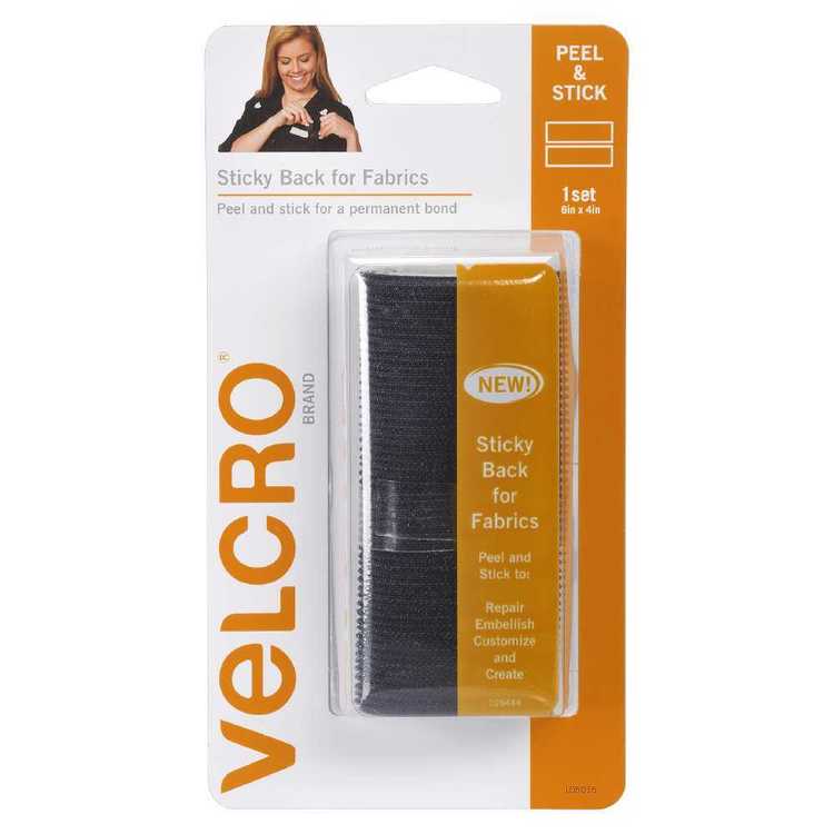 VELCRO® Brand Sticky Back For Fabric 6 x 4 Inch Strip Black