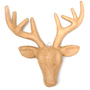 Shamrock Craft Papier Mache Deer Head With Antlers Natural