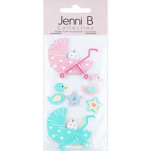 Jenni B Baby Prams Stickers Pink & Mint