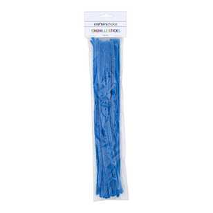 Club House Plain 6mm x 30cm Chenille Sticks 30 Pack Blue 6 mm x 30 cm