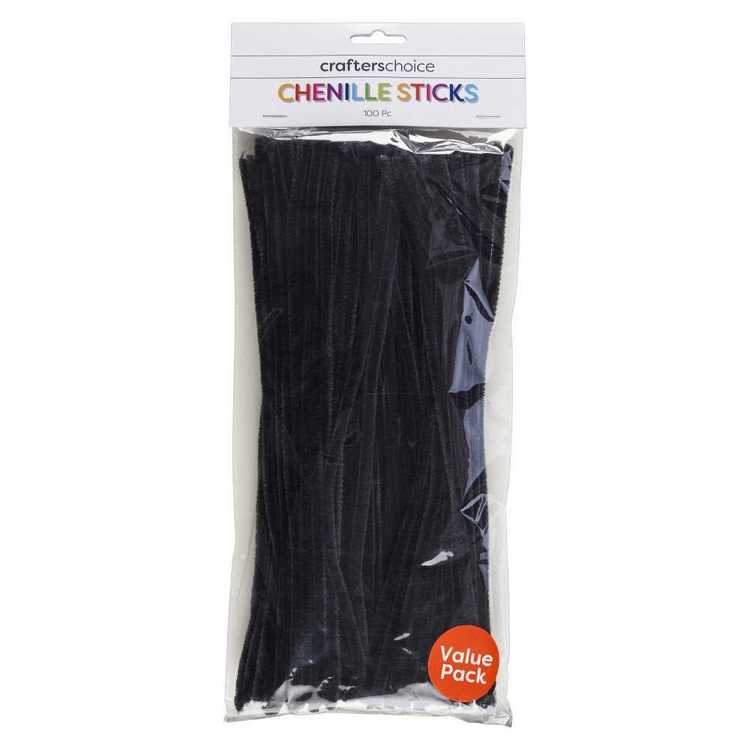 Club House Plain Chenillie Value Pack Black 6 mm x 30 cm
