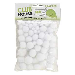 Club House Assorted Pom Poms 1 White