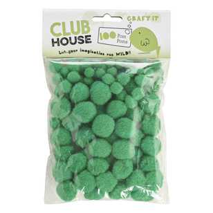 Club House Assorted Pom Poms 4 Green