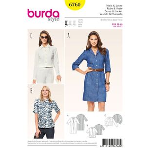 Burda 6760 Women's Dresses Pattern White 10 - 22