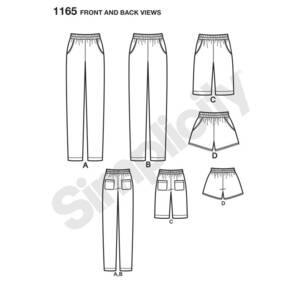 Simplicity Pattern 1165 Misses' Pull-on Pants, Long or Short Shorts