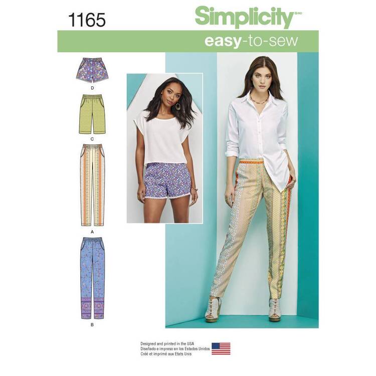 Simplicity 1165 Misses' Pull-on Pants, Long or Short Shorts Pattern 6 ...