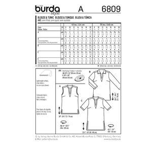 Burda 6809 Women's Tops, Shirts, Blouses Pattern White 8 - 20