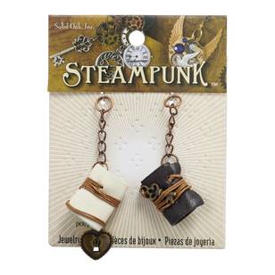 Steampunk Leather Book Charms Black, White & Gold