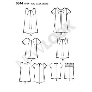 New Look Pattern 6344 Misses' Tops In Two Lengths