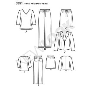 New Look Pattern 6351 Misses' Jacket Pants Skirt & Knit Top