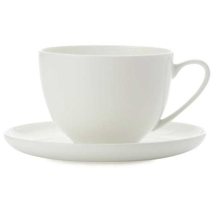 Casa Domani Pearlesque Coupe Cup & Saucer White