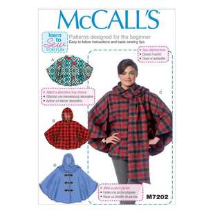 McCall's Sewing Pattern M7202 Misses' Ponchos White