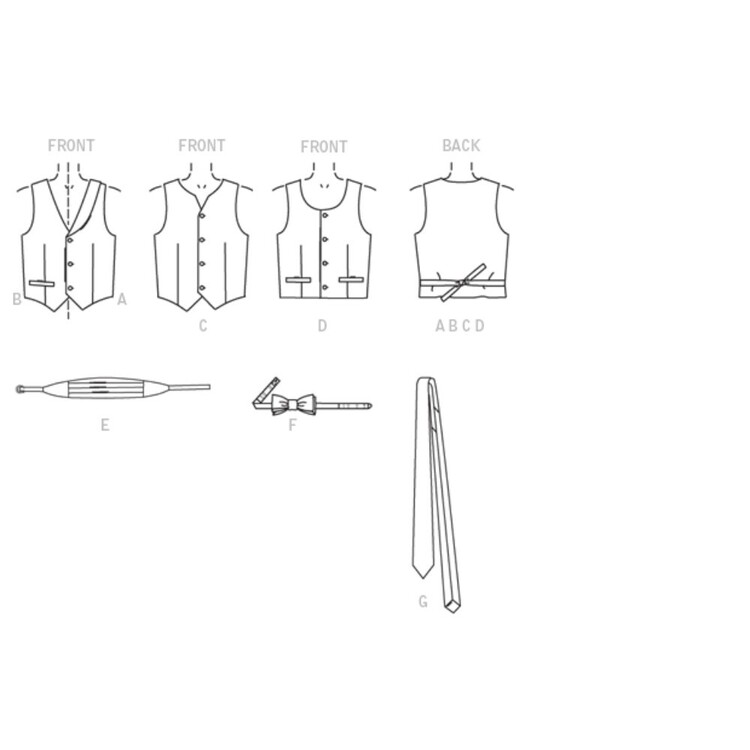 McCall's M7223 Boys' Lined Vests, Cummerbund, Bow Tie & Necktie Pattern