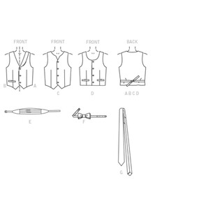 McCall's Pattern M7223 Boys' Lined Vests Cummerbund Bow Tie & Necktie