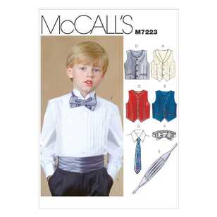 McCall's Pattern M7223 Boys' Lined Vests Cummerbund Bow Tie & Necktie