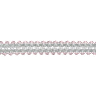 Maria George Iridescent Eyelet Lace 15 Metre Roll  Pink 37 mm x 15 m
