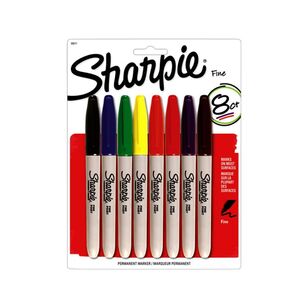 Sharpie Fine Point Permanent Marker 8 Pack Multicolour Multicoloured