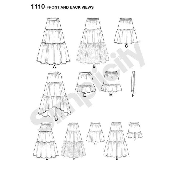 Simplicity Pattern 1110 Misses' Tiered Skirt with Length Variations