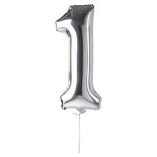 Artwrap Miniloon Number 1 Foil Balloon Silver 35.5 cm
