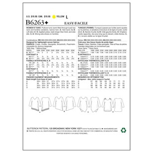 Butterick Sewing Pattern B6263 Women's Tunic White