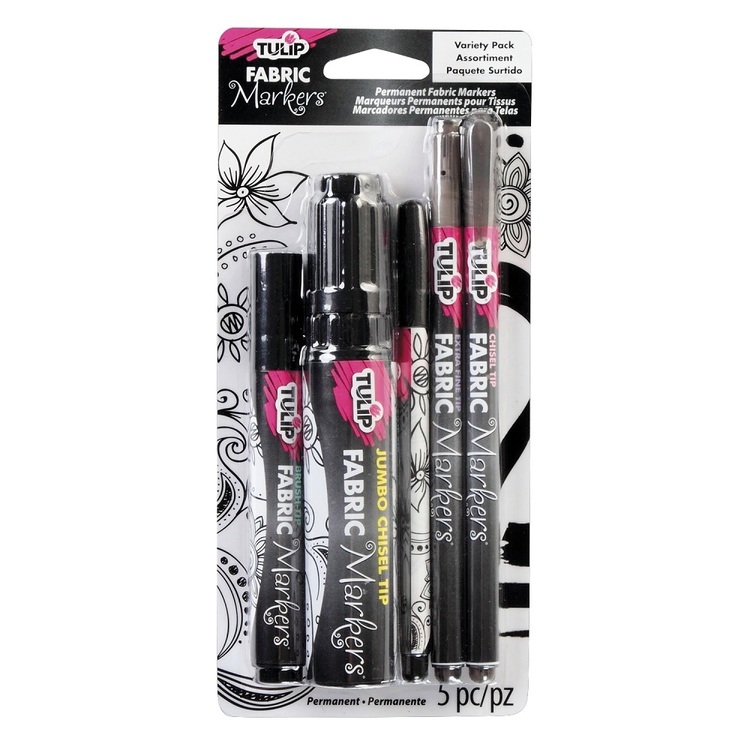 Tulip Variety Fabric Markers 5 Pack Black