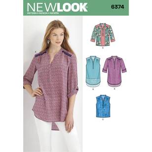 New Look Pattern 6374 Misses' Shirts With Sleeve & Length Options