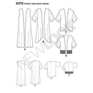 New Look Pattern 6378 Misses' Easy Kimonos With Length Variations