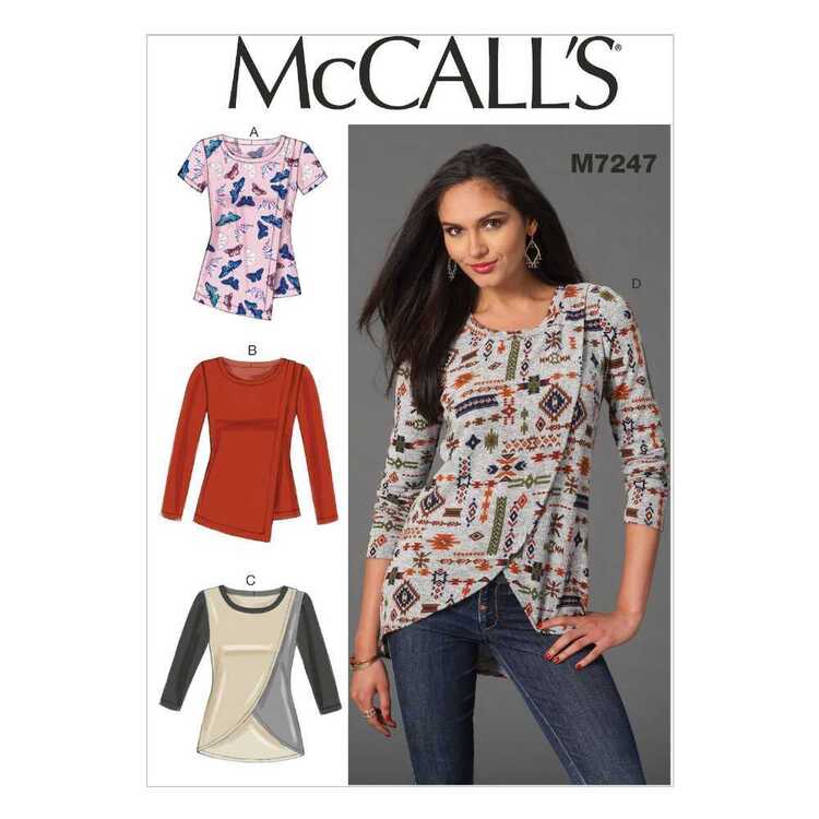 McCalls M7247 Misses' Tulip-Hem or Overlay T-Shirts 14 - 22
