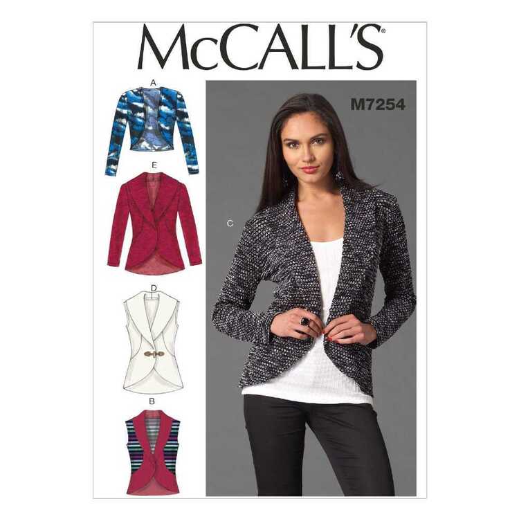 McCall's Pattern M7254 Misses' Cardigans with Shawl Collar Variations