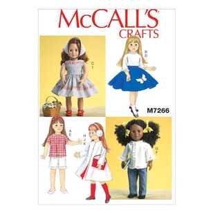 McCall's Sewing Pattern M7266 18 Retro Doll Clothes White