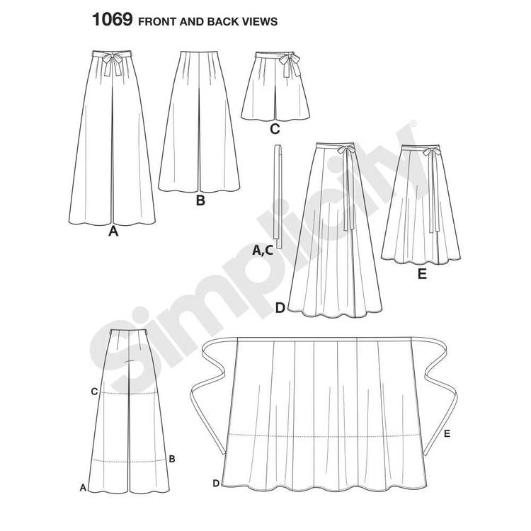 Simplicity Pattern 1069 Misses' Wide Leg Pants & Skirts 4 - 12