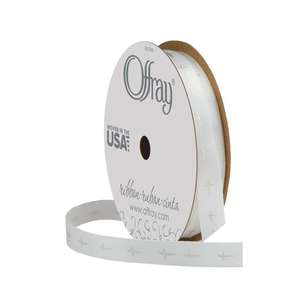 Offray Simple X Ribbon White & Silver 9 mm x 2.7 m