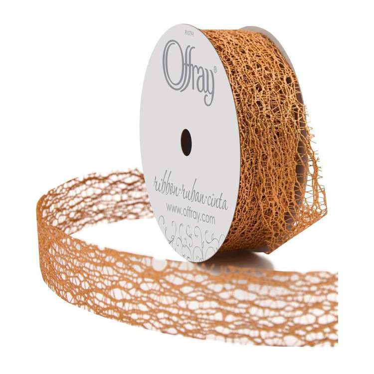 Cryptorf Ribbon Offray Metallic Web Ribbon Copper | Spotlight Australia