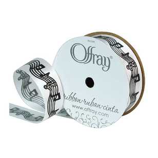 Offray Notes Of Music Ribbon Black 22 mm x 2.7 m