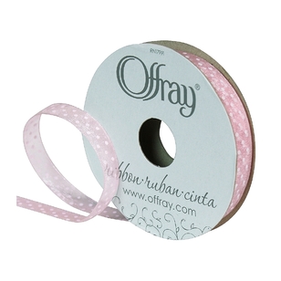 Offray Sheer Petite Dot Ribbon Light Pink 9 mm x 4.5 m