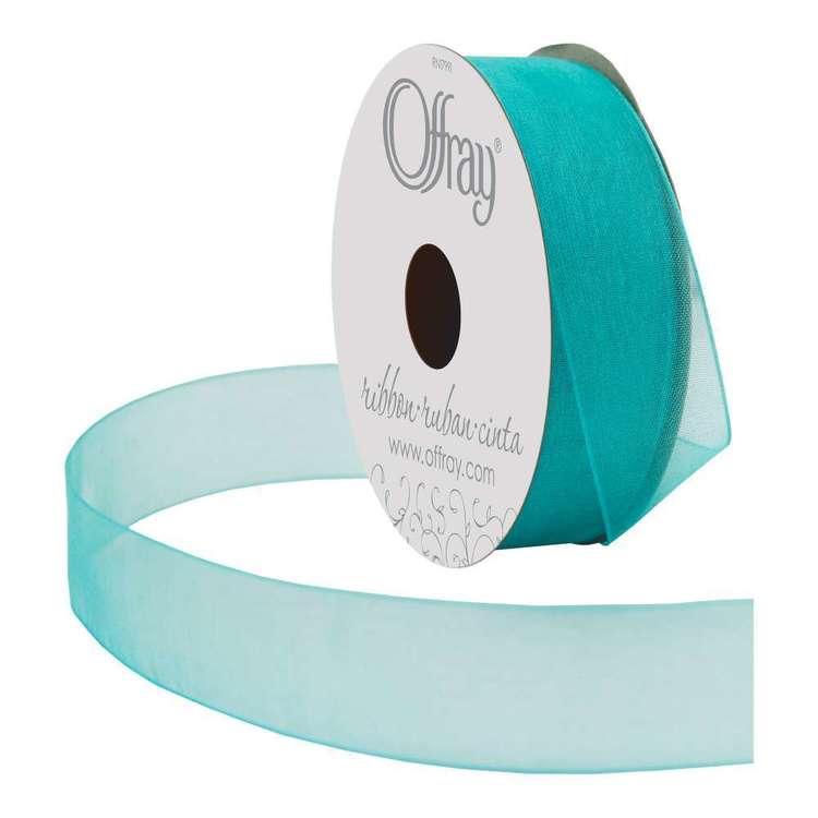 Offray Sheer Ribbon Offray Simply Sheer Ribbon Aqua 22 mm x 3.6 m | Spotlight Australia