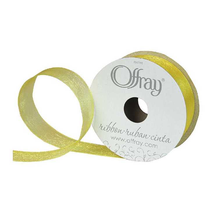 Offray Sheer Ribbon Offray Simply Sheer Ribbon Daffodil 22 mm x 3.6 m