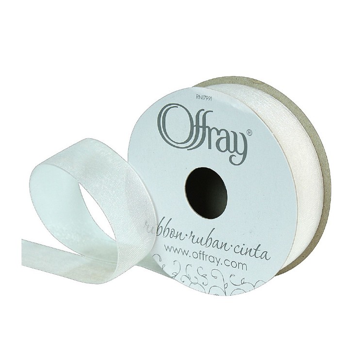 Offray Sheer Ribbon Offray Simply Sheer Ribbon White 22 mm x 3.6 m | Spotlight Australia