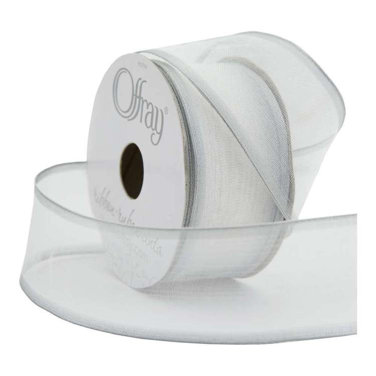Offray Sheer Ribbon Offray Brushed Sheer Ribbon Silver
