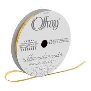 Offray Double Face Satin Ribbon Yellow & Gold 3 mm x 3.6 m