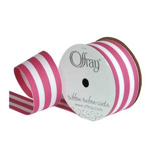 Offray Mono Stripe Ribbon Pink 38 mm x 2.7 m