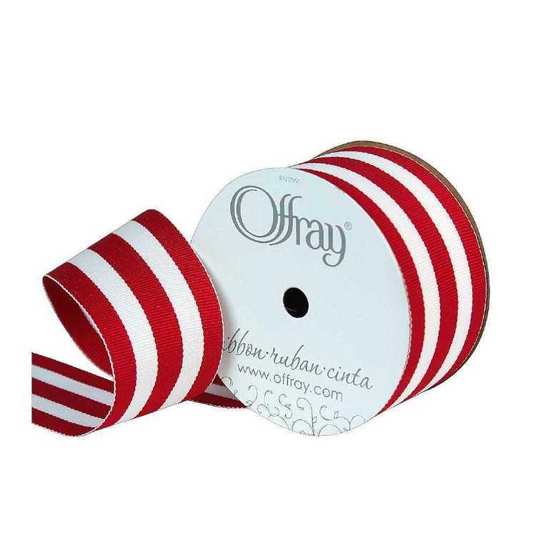 Red Ribbon Mono Offray Mono Stripe Ribbon Red
