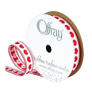 Offray Hearts Ribbon Red 12 mm x 2.7 m