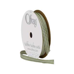 Offray Micro Check Ribbon Fern 6 mm x 3.6 m