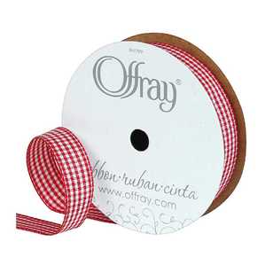 Offray Micro Check Ribbon Red
