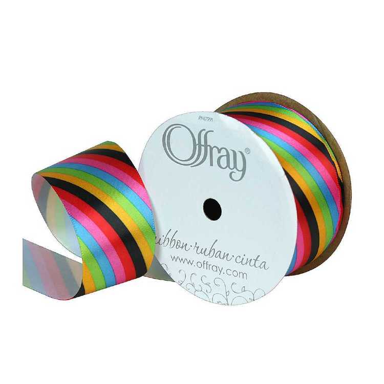 Asymmetrical Ribbon Offray Asymmetrical Stripe Ribbon Multicoloured | Spotlight Australia