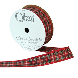 Offray Fashion Plaid Ribbon Red 22 mm x 2.7 m